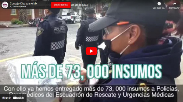 DONA CONSEJO CARETAS Y CUBREBOCAS A POLICÍAS