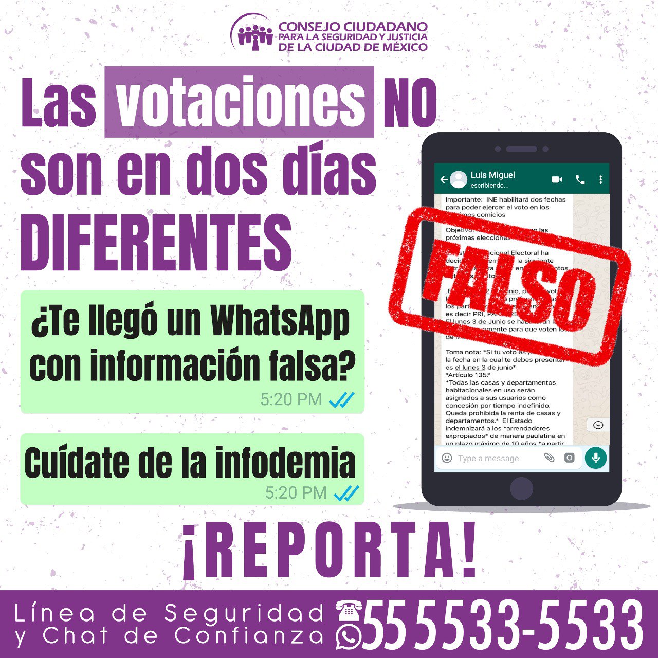 LLAMA CONSEJO CIUDADANO A NO CAER  EN INFORMACIÓN FALSA SOBRE ELECCIONES